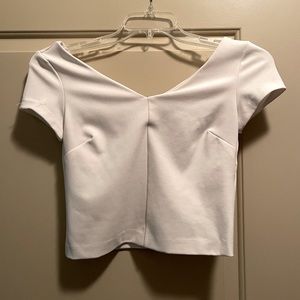 ZARA Crop white top with zipper on the back